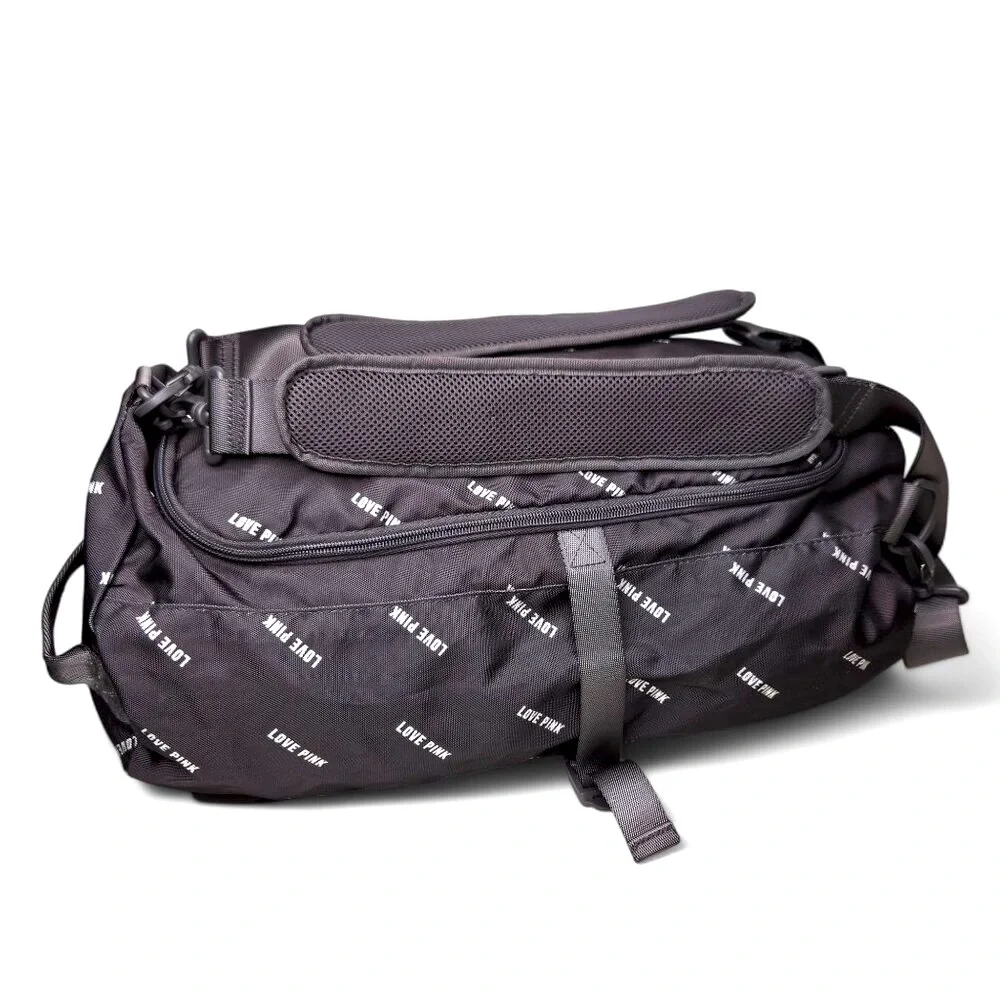 Victoria's Secret Pink Convertible Back Pack x Duffle Bag Grey Canvas Workout
